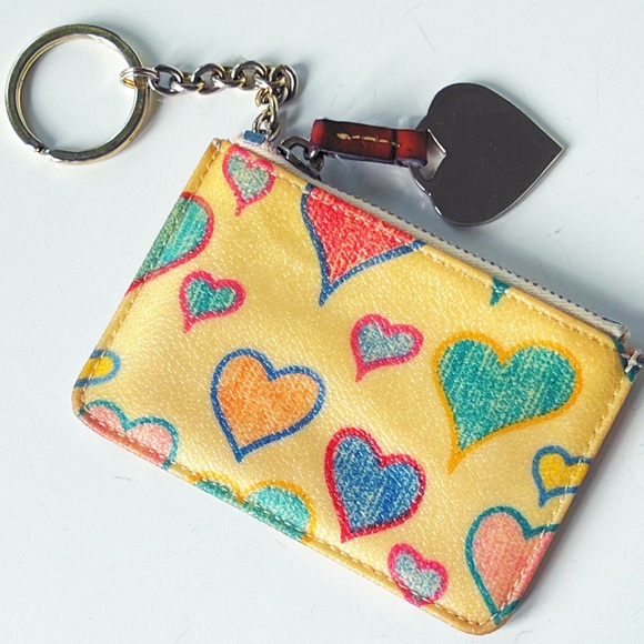Dooney & Bourke Small Colorful Hearts 💙❤️💙 Rainbow Zipper Keychain Wallet - Picture 3 of 6